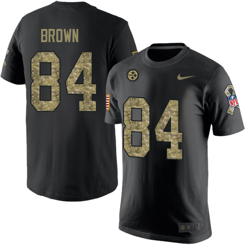 NFL Nike Pittsburgh Steelers #84 Antonio Brown Black Camo Salute to Service T-Shirt