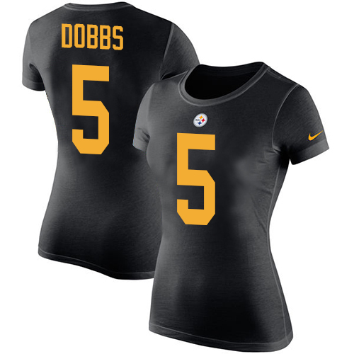 NFL Women's Nike Pittsburgh Steelers #5 Joshua Dobbs Black Rush Pride Name & Number T-Shirt