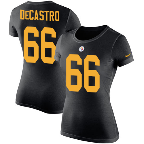 NFL Women's Nike Pittsburgh Steelers #66 David DeCastro Black Rush Pride Name & Number T-Shirt