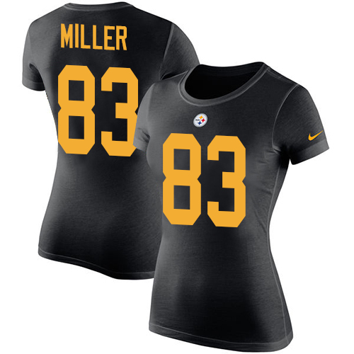 NFL Women's Nike Pittsburgh Steelers #83 Heath Miller Black Rush Pride Name & Number T-Shirt