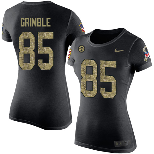 NFL Women's Nike Pittsburgh Steelers #85 Xavier Grimble Black Camo Salute to Service T-Shirt