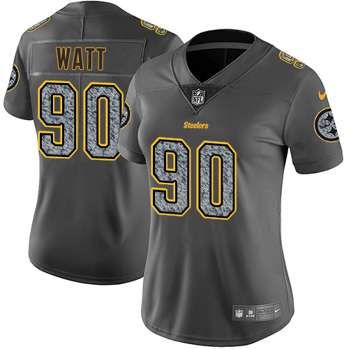 Women's Nike Pittsburgh Steelers #90 T. J. Watt Gray Static Vapor Untouchable Limited NFL Jersey