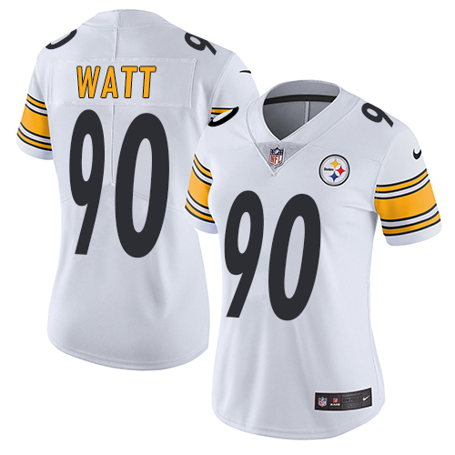 Women's Nike Pittsburgh Steelers #90 T. J. Watt White Vapor Untouchable Elite Player NFL Jersey
