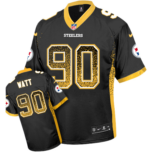 Men's Nike Pittsburgh Steelers #90 T. J. Watt Elite Black Drift Fashion NFL Jersey