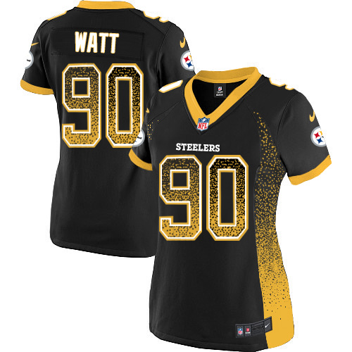 Men's Nike Pittsburgh Steelers #90 T. J. Watt Elite Black Drift Fashion NFL Jersey