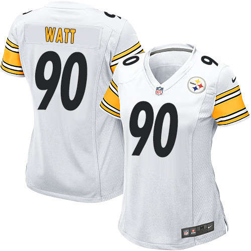 Women's Nike Pittsburgh Steelers #90 T. J. Watt Game White NFL Jersey