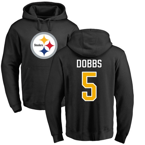 NFL Nike Pittsburgh Steelers #5 Joshua Dobbs Black Name & Number Logo Pullover Hoodie