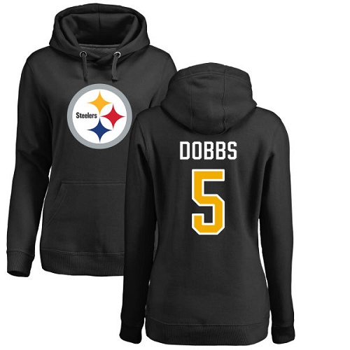 NFL Women's Nike Pittsburgh Steelers #5 Joshua Dobbs Black Name & Number Logo Pullover Hoodie