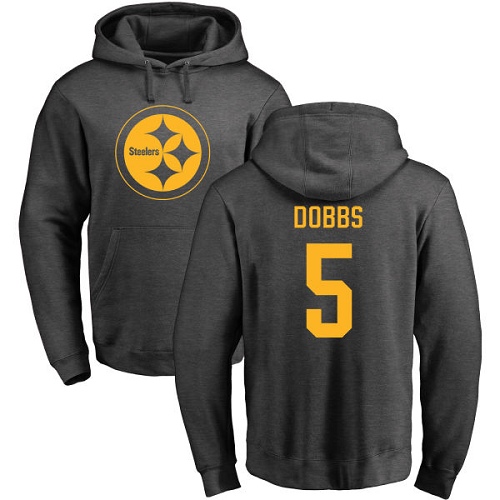 NFL Nike Pittsburgh Steelers #5 Joshua Dobbs Ash One Color Pullover Hoodie