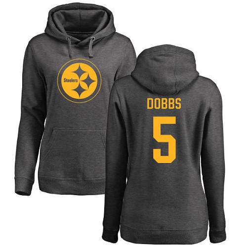 NFL Women's Nike Pittsburgh Steelers #5 Joshua Dobbs Ash One Color Pullover Hoodie