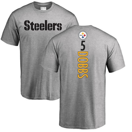 NFL Nike Pittsburgh Steelers #5 Joshua Dobbs Ash Backer T-Shirt