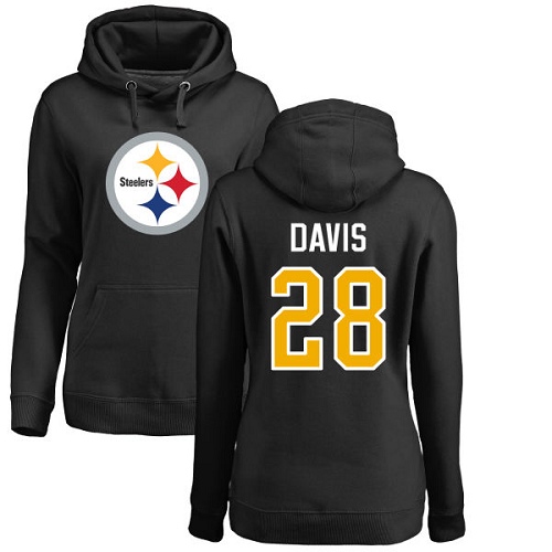 NFL Women's Nike Pittsburgh Steelers #28 Sean Davis Black Name & Number Logo Pullover Hoodie