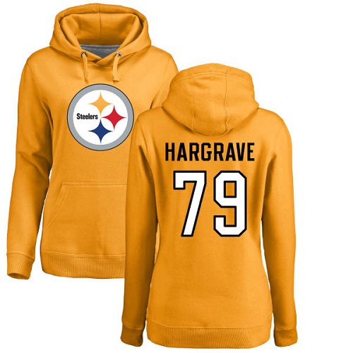 NFL Women's Nike Pittsburgh Steelers #79 Javon Hargrave Gold Name & Number Logo Pullover Hoodie