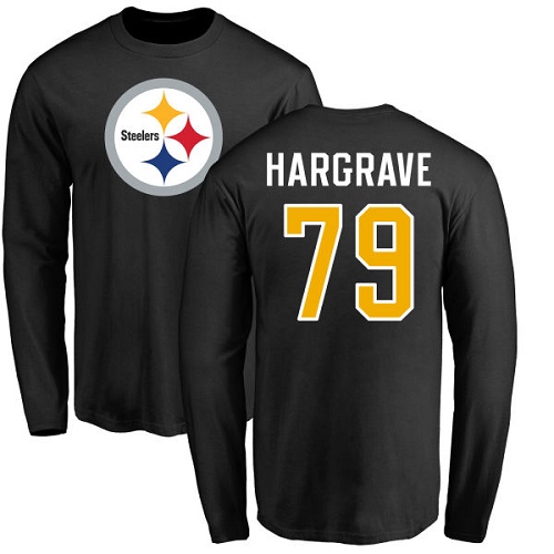 NFL Nike Pittsburgh Steelers #79 Javon Hargrave Black Name & Number Logo Long Sleeve T-Shirt