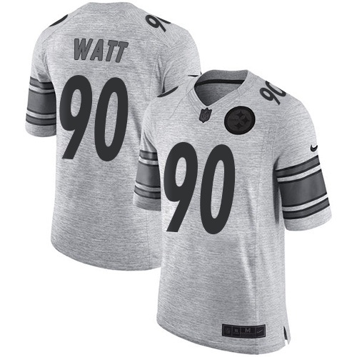 Men's Nike Pittsburgh Steelers #90 T. J. Watt Limited Gray Gridiron II NFL Jersey