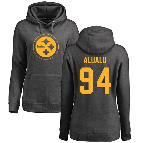 NFL Women's Nike Pittsburgh Steelers #94 Tyson Alualu Ash One Color Pullover Hoodie