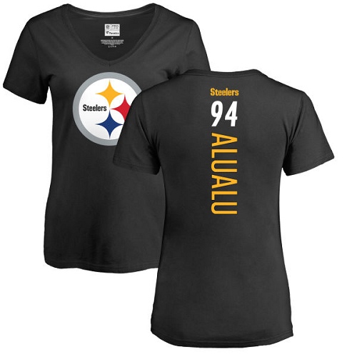 NFL Women's Nike Pittsburgh Steelers #94 Tyson Alualu Black Backer Slim Fit T-Shirt