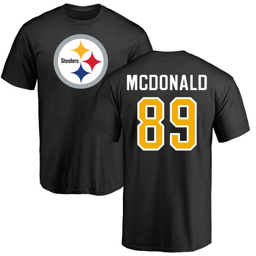 NFL Nike Pittsburgh Steelers #89 Vance McDonald Black Name & Number Logo T-Shirt