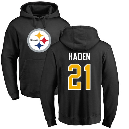 NFL Nike Pittsburgh Steelers #21 Joe Haden Black Name & Number Logo Pullover Hoodie
