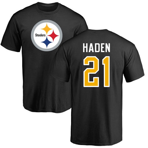 NFL Nike Pittsburgh Steelers #21 Joe Haden Black Name & Number Logo T-Shirt