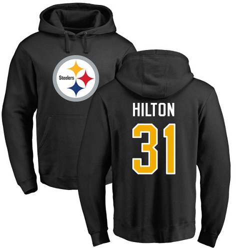 NFL Nike Pittsburgh Steelers #31 Mike Hilton Black Name & Number Logo Pullover Hoodie