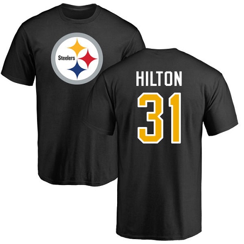 NFL Nike Pittsburgh Steelers #31 Mike Hilton Black Name & Number Logo T-Shirt