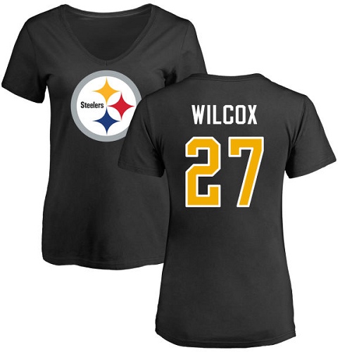 NFL Women's Nike Pittsburgh Steelers #27 J.J. Wilcox Black Name & Number Logo Slim Fit T-Shirt