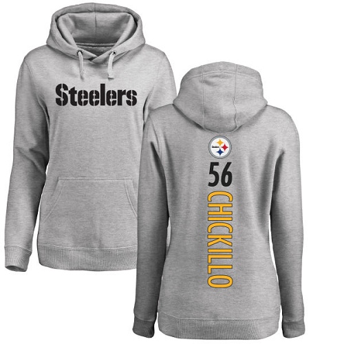 NFL Women's Nike Pittsburgh Steelers #56 Anthony Chickillo Ash Backer Pullover Hoodie
