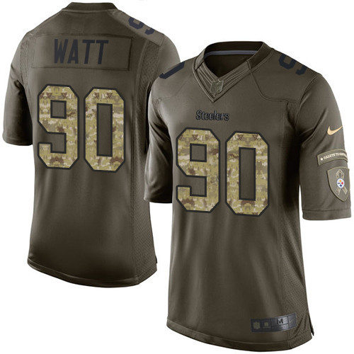 Men's Nike Pittsburgh Steelers #90 T. J. Watt Elite Green Salute to Service NFL Jersey