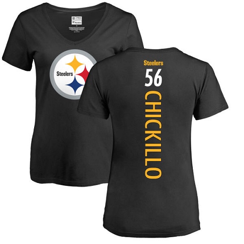 NFL Women's Nike Pittsburgh Steelers #56 Anthony Chickillo Black Backer Slim Fit T-Shirt