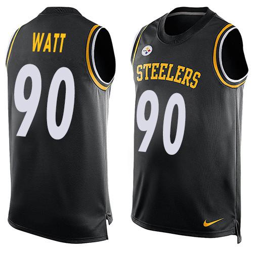 Men's Nike Pittsburgh Steelers #90 T. J. Watt Limited Black Player Name & Number Tank Top NFL Jersey
