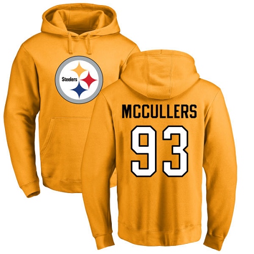 NFL Nike Pittsburgh Steelers #93 Dan McCullers Gold Name & Number Logo Pullover Hoodie