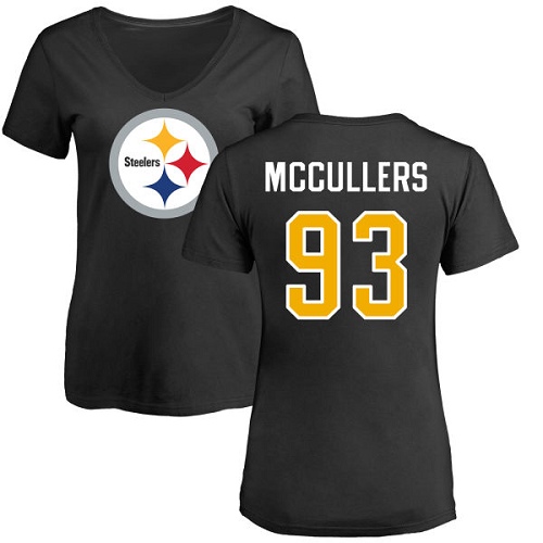 NFL Women's Nike Pittsburgh Steelers #93 Dan McCullers Black Name & Number Logo Slim Fit T-Shirt