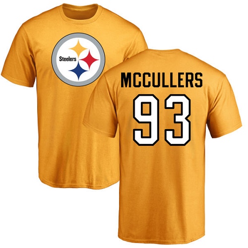 NFL Nike Pittsburgh Steelers #93 Dan McCullers Gold Name & Number Logo T-Shirt