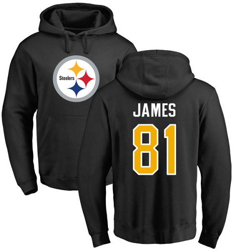NFL Nike Pittsburgh Steelers #81 Jesse James Black Name & Number Logo Pullover Hoodie