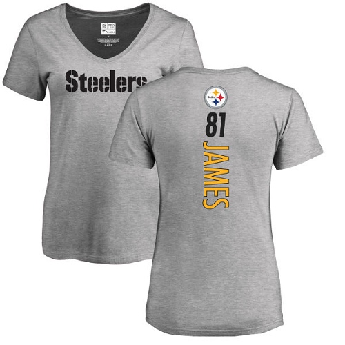NFL Women's Nike Pittsburgh Steelers #81 Jesse James Ash Backer V-Neck T-Shirt