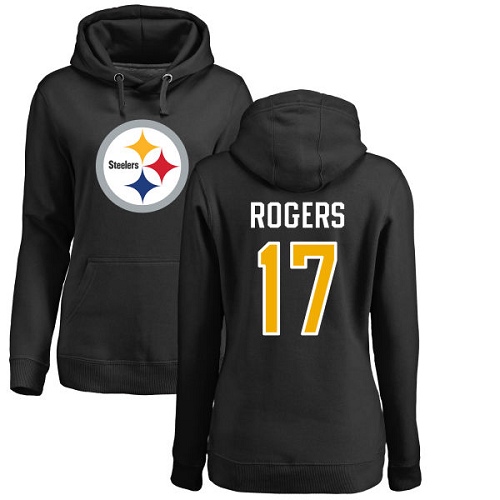 NFL Women's Nike Pittsburgh Steelers #17 Eli Rogers Black Name & Number Logo Pullover Hoodie
