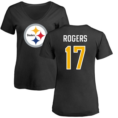 NFL Women's Nike Pittsburgh Steelers #17 Eli Rogers Black Name & Number Logo Slim Fit T-Shirt
