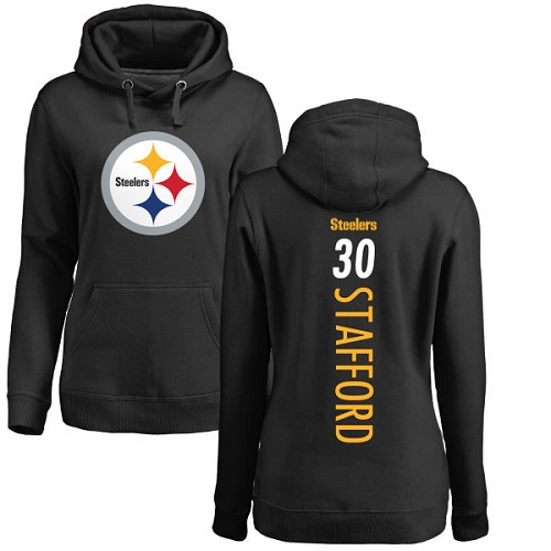 NFL Women's Nike Pittsburgh Steelers #30 Daimion Stafford Black Backer Pullover Hoodie