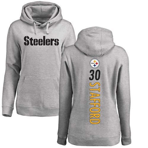 NFL Women's Nike Pittsburgh Steelers #30 Daimion Stafford Ash Backer Pullover Hoodie