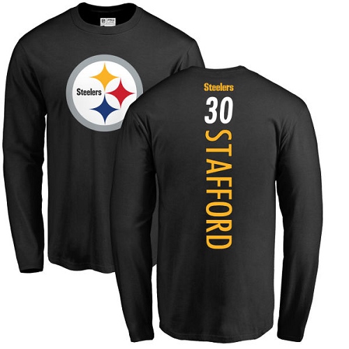 NFL Nike Pittsburgh Steelers #30 Daimion Stafford Black Backer Long Sleeve T-Shirt