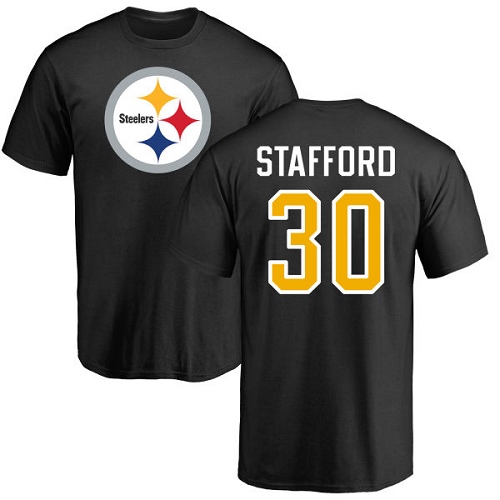 NFL Nike Pittsburgh Steelers #30 Daimion Stafford Black Name & Number Logo T-Shirt