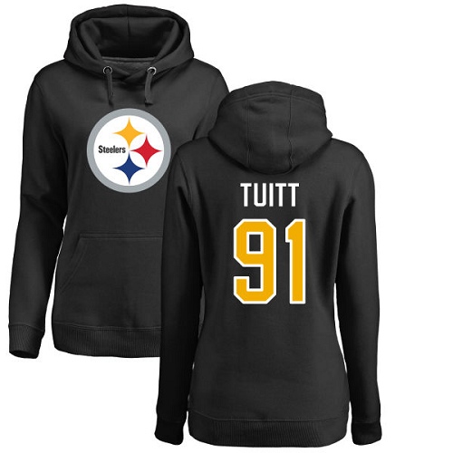 NFL Women's Nike Pittsburgh Steelers #91 Stephon Tuitt Black Name & Number Logo Pullover Hoodie