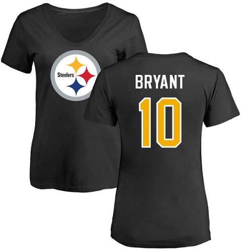 NFL Women's Nike Pittsburgh Steelers #10 Martavis Bryant Black Name & Number Logo Slim Fit T-Shirt