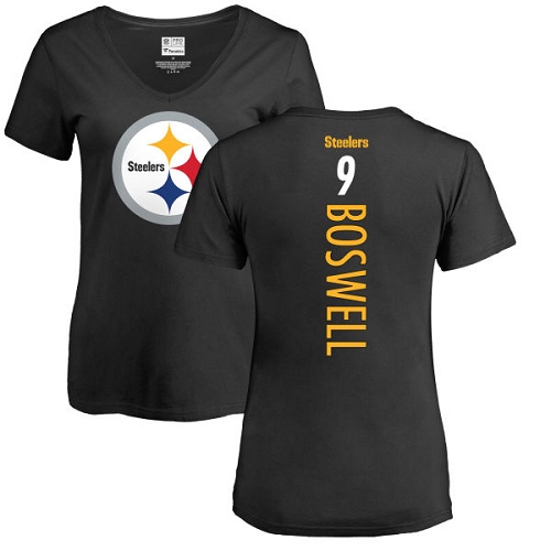 NFL Women's Nike Pittsburgh Steelers #9 Chris Boswell Black Backer Slim Fit T-Shirt
