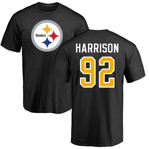 NFL Nike Pittsburgh Steelers #92 James Harrison Black Name & Number Logo T-Shirt