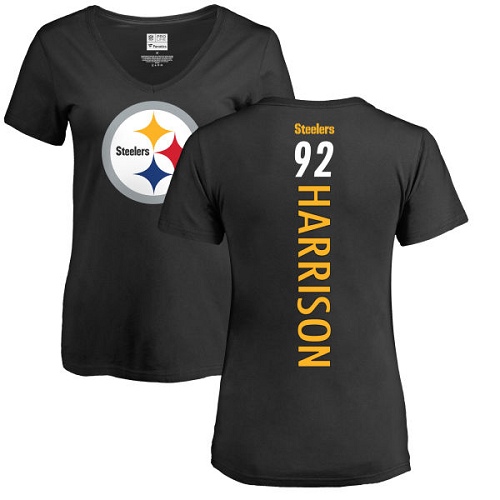 NFL Women's Nike Pittsburgh Steelers #92 James Harrison Black Backer Slim Fit T-Shirt
