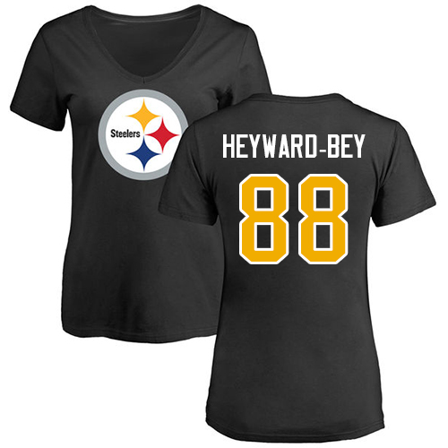 NFL Women's Nike Pittsburgh Steelers #88 Darrius Heyward-Bey Black Name & Number Logo Slim Fit T-Shirt