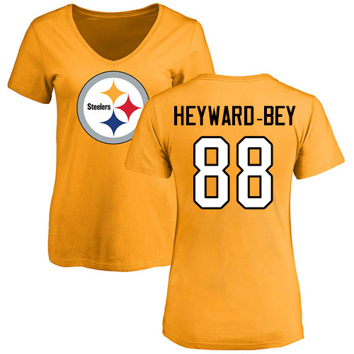 NFL Women's Nike Pittsburgh Steelers #88 Darrius Heyward-Bey Gold Name & Number Logo Slim Fit T-Shirt