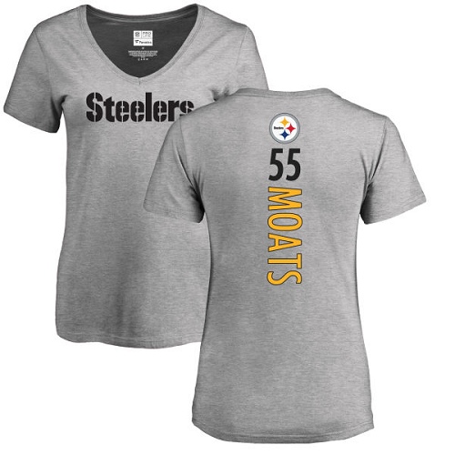 NFL Women's Nike Pittsburgh Steelers #55 Arthur Moats Ash Backer V-Neck T-Shirt